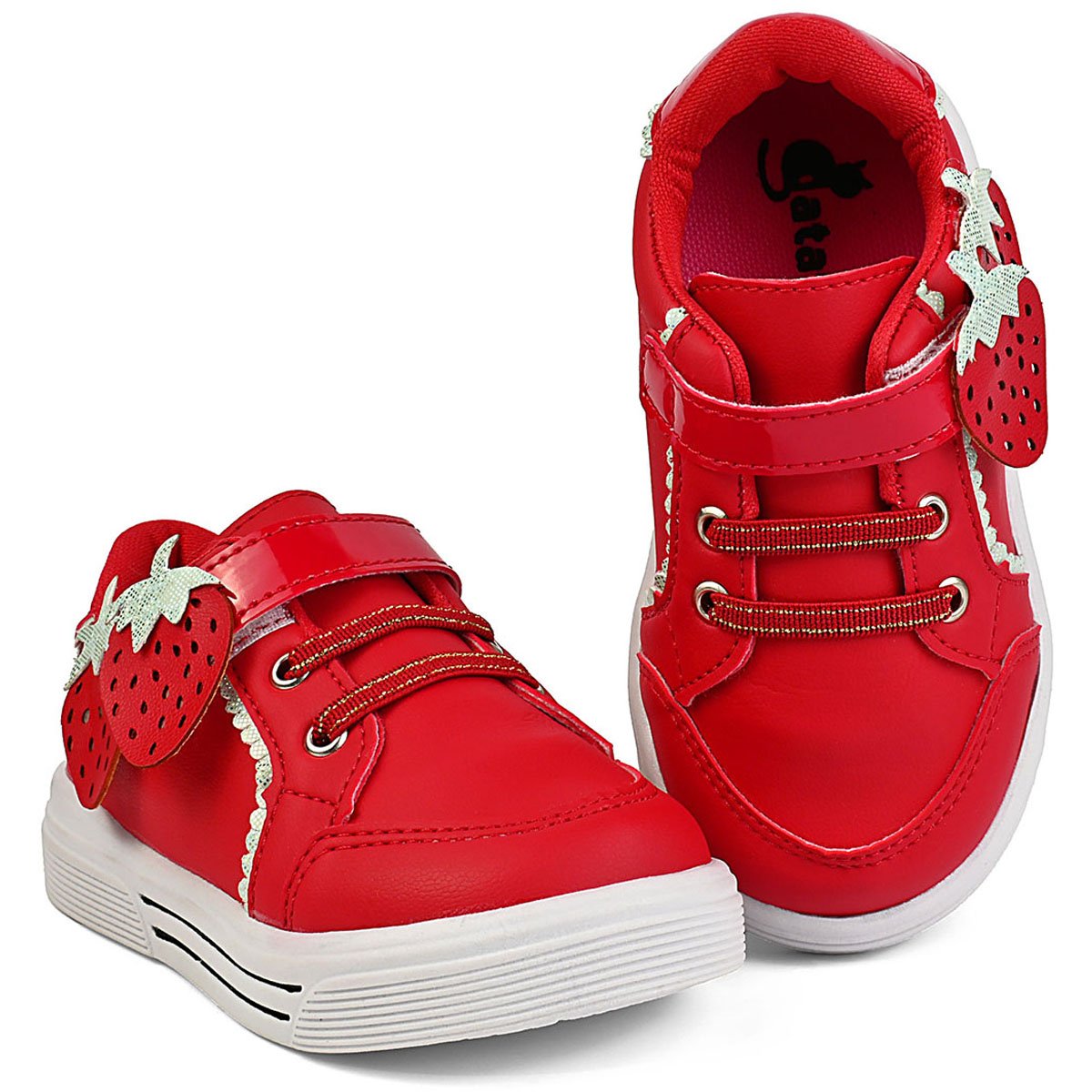 Kit Tênis Infantil Feminino Vermelho Morango do Amor Com Bolsa E Presilha Leve Confortável Antiderrapante Vermelho 3
