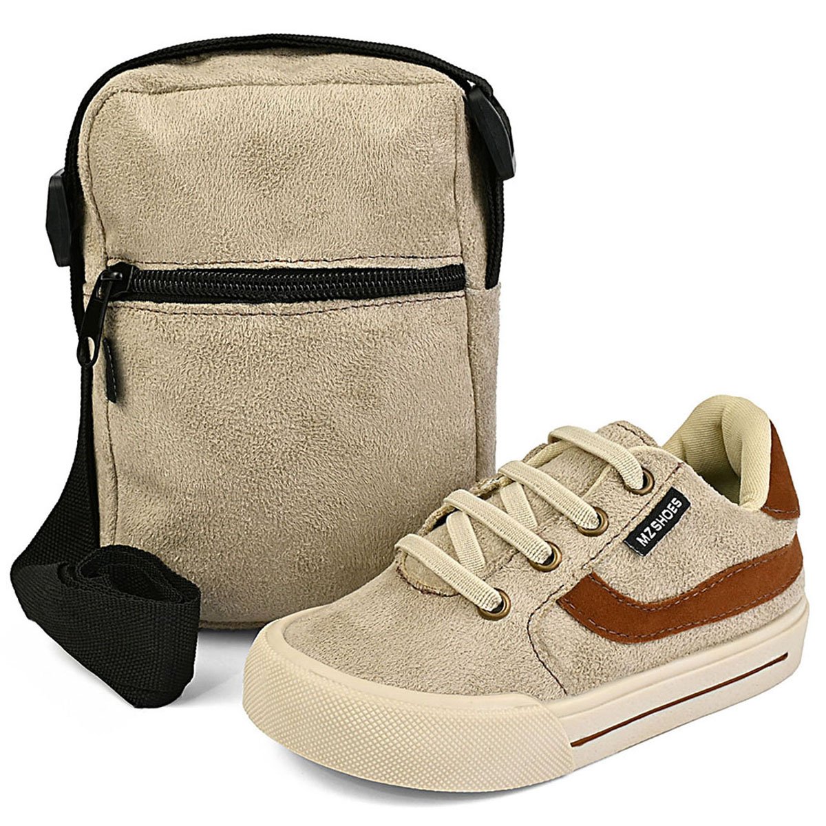 Kit Tênis Infantil Menino Casual Cano Baixo Com Bolsa Areia Conforto Gatatuya Areia 1