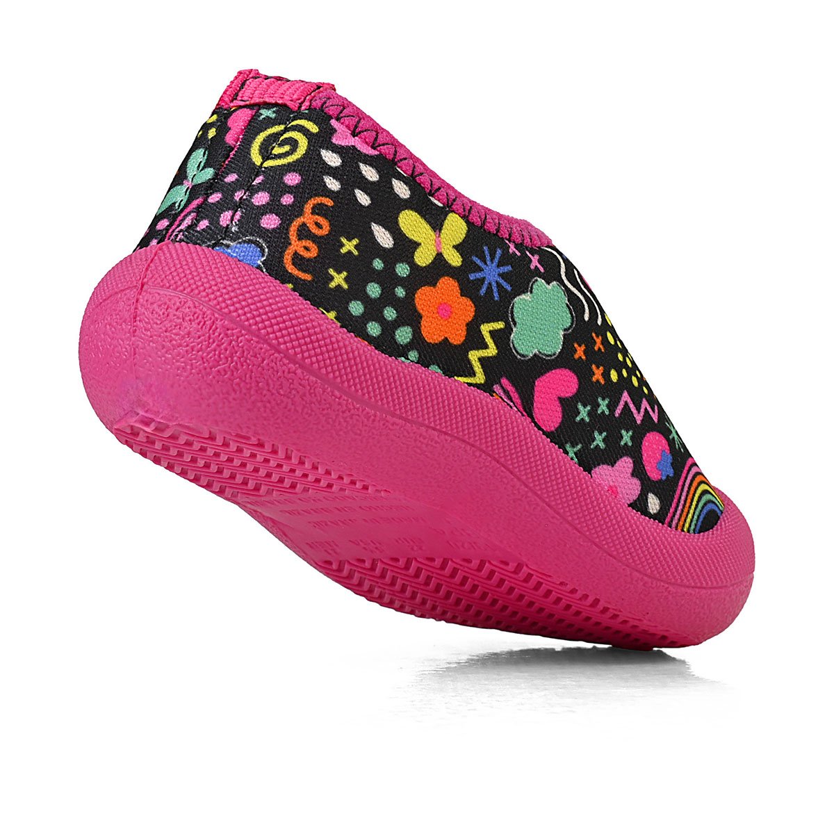 Sapameia Infantil Bebê Menina Preto/Colorido Antiderrapante Gatatuya Preto/Rosa 5