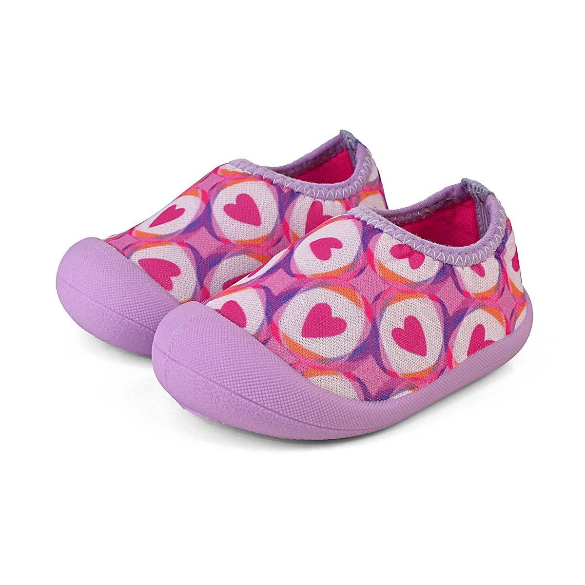 Sapameia Infantil Bebê Menina Lilás/Pink Coração Antiderrapante Gatatuya
