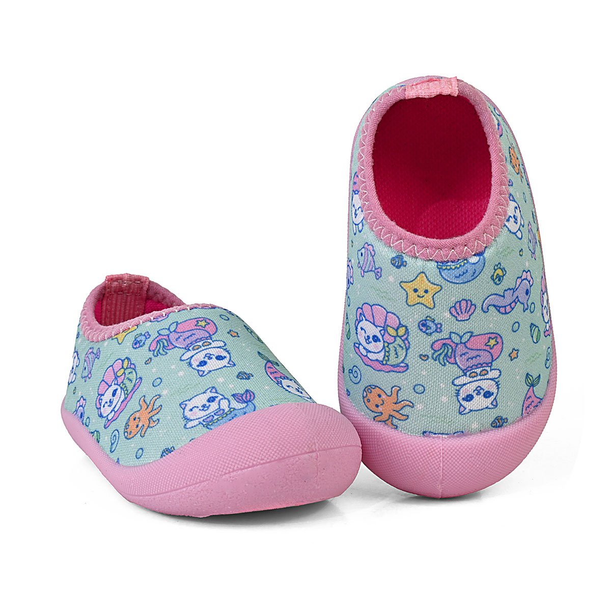 Sapameia Infantil Bebê Menina Azul/Sereia Antiderrapante Gatatuya Verde 3