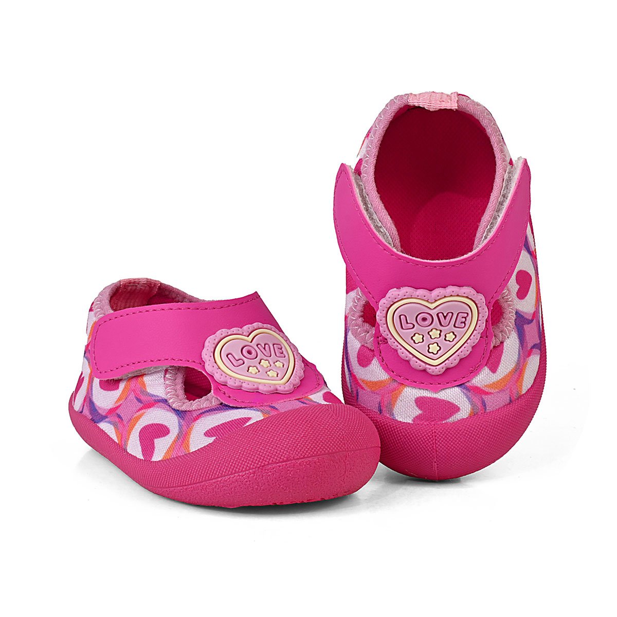 Sapameia Infantil Bebê Menina Pink Coração Enfeite Antiderrapante Gatatuya Rosa 3
