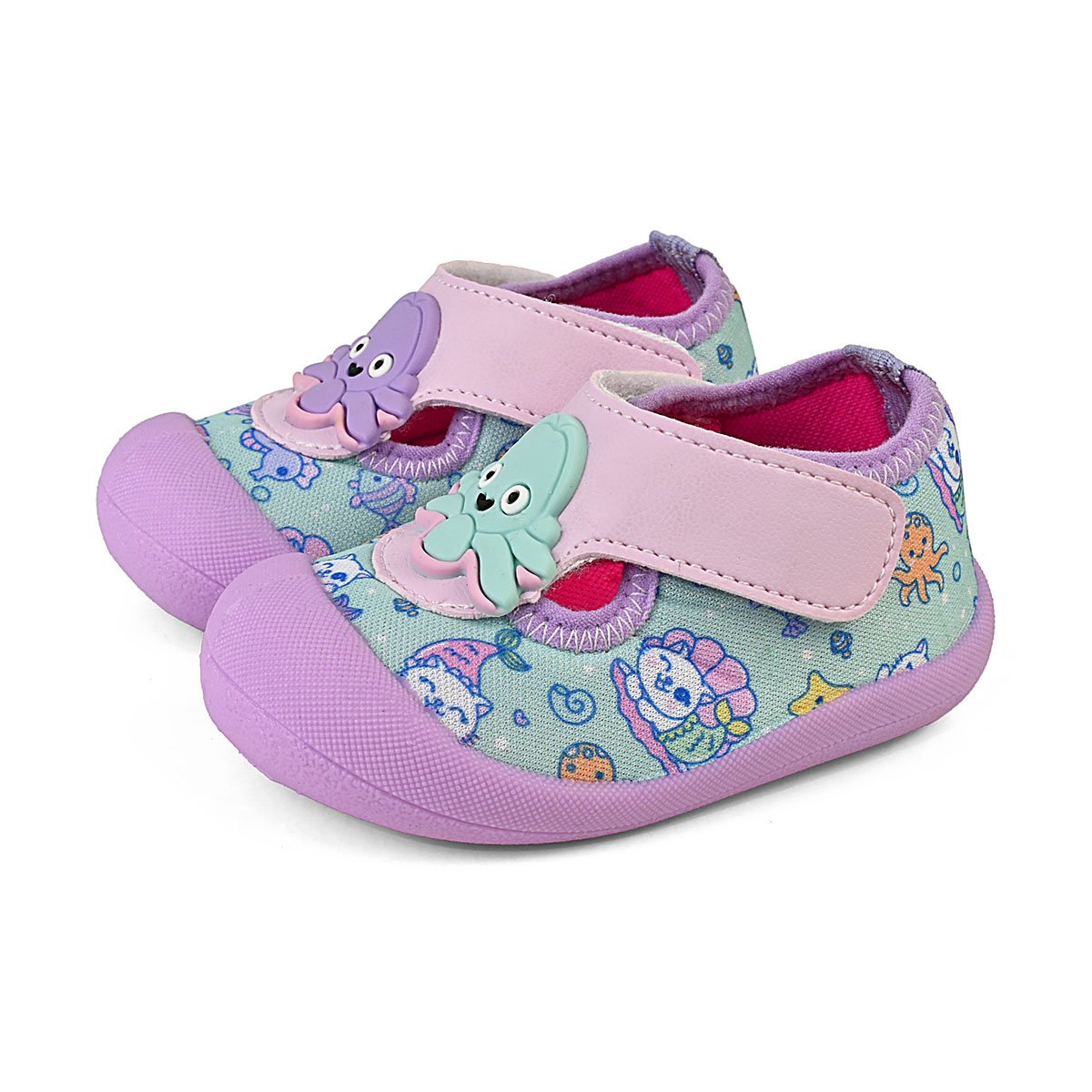 Sapameia Infantil Bebê Menina Azul Sereia Enfeite Antiderrapante Gatatuya Lilás/Verde 3