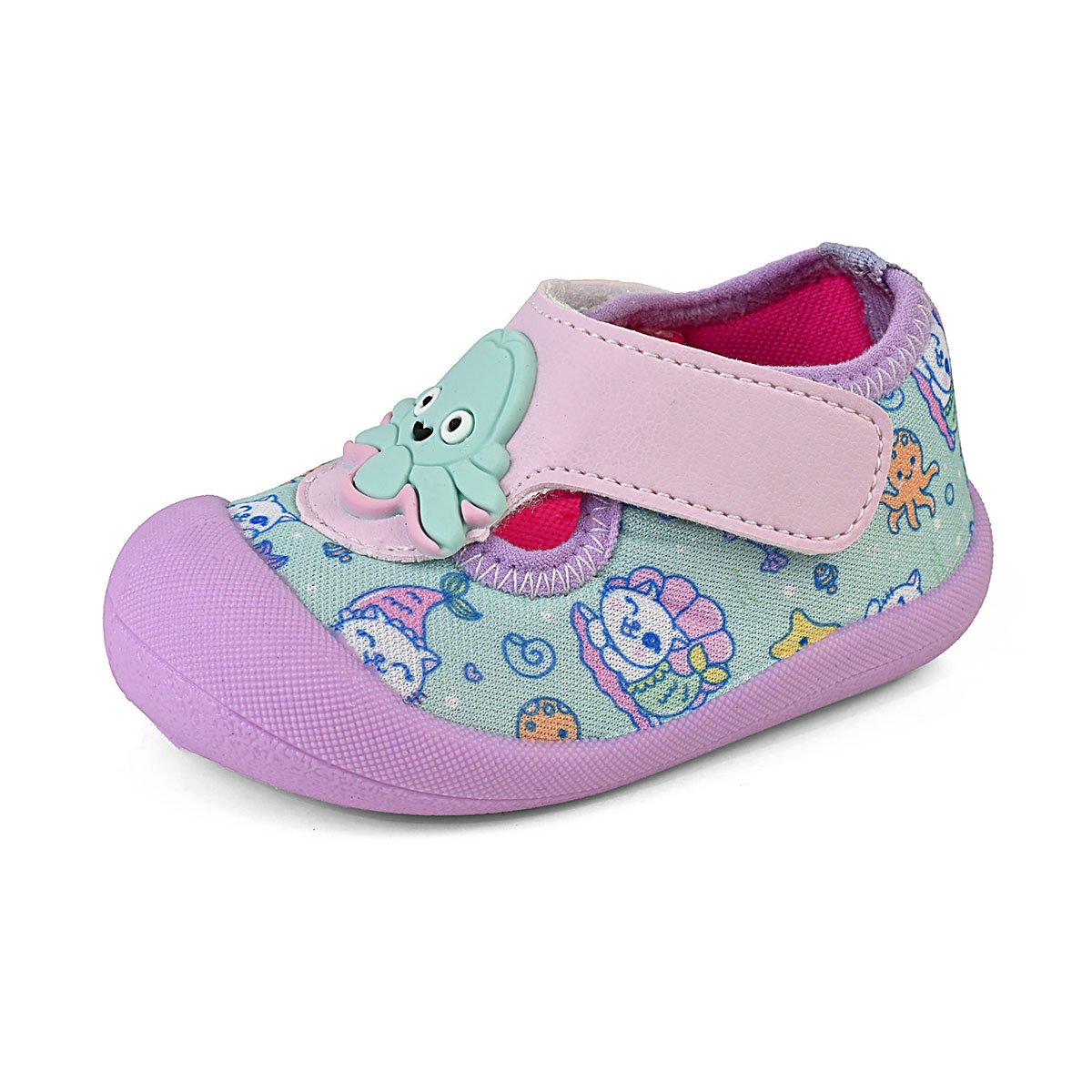 Sapameia Infantil Bebê Menina Azul Sereia Enfeite Antiderrapante Gatatuya Lilás/Verde 2