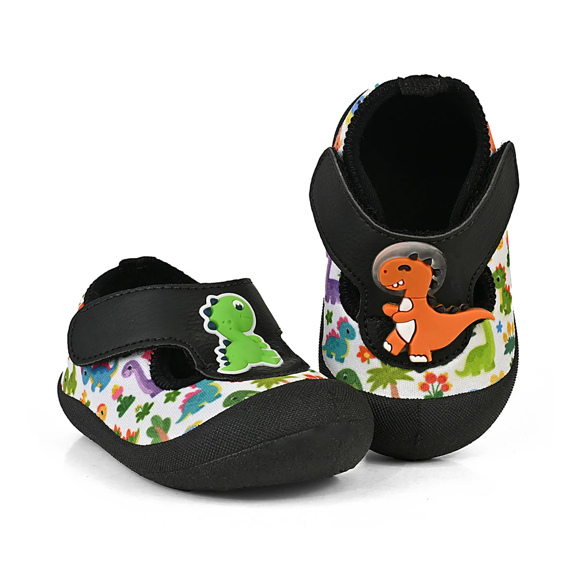 Sapameia Infantil Bebê Menino Verde/Preto Dinossauro Enfeite Antiderrapante Gatatuya Branco/Preto 3