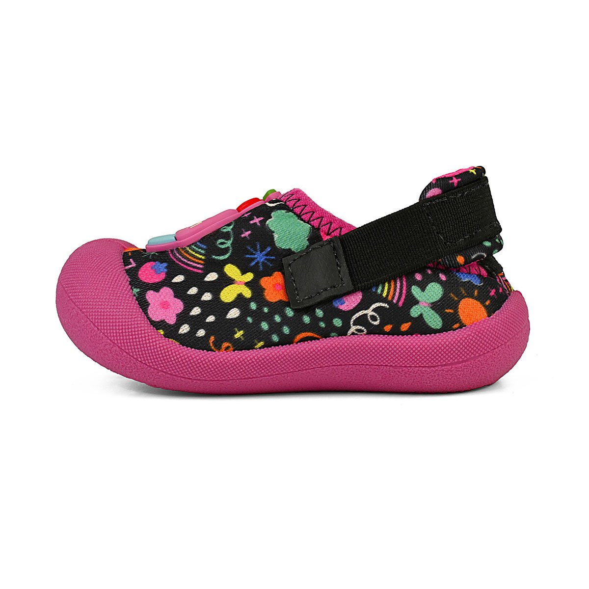 Tênis Slip On Bebê Babuche Infantil Menina Verão Antiderrapante Preto/Colorido Cupcake Preto/Rosa 5