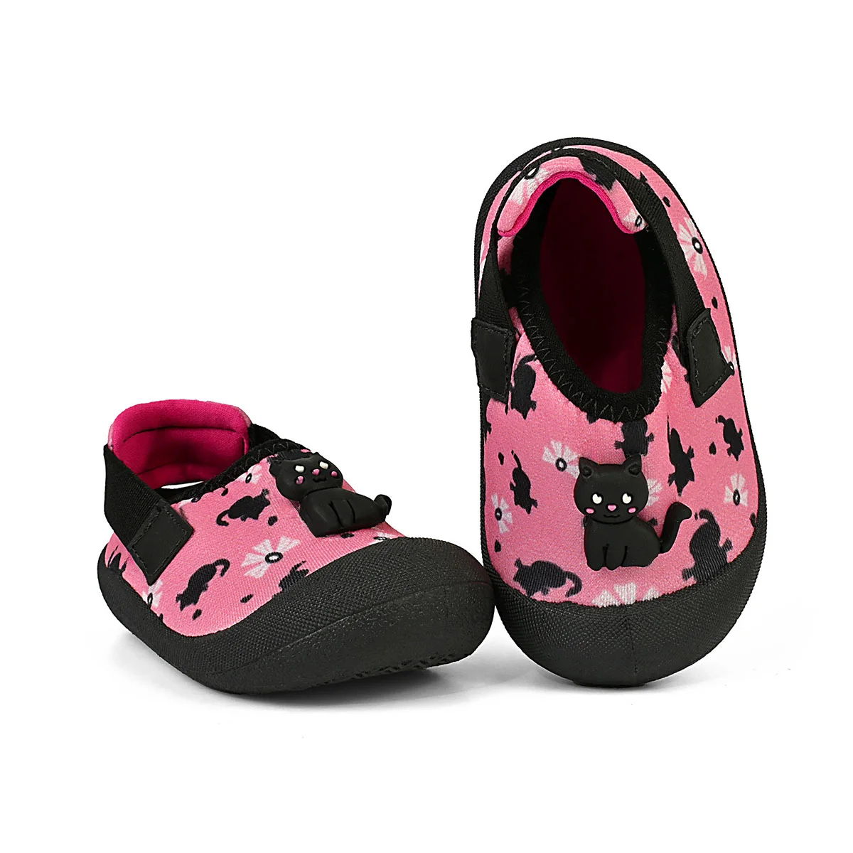 Sapatinho Infantil Bebê Menina Babuche Conforto Verão Rosa/Preto Gatinha Gatatuya Preto/Rosa 3