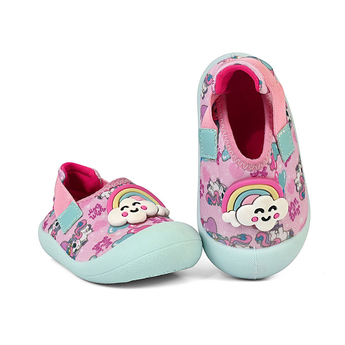 Sapatinho Babuche Bebê Infantil Conforto Slip On Menina Verão Azul/Rosa Nuvem Gatatuya Rosa 3