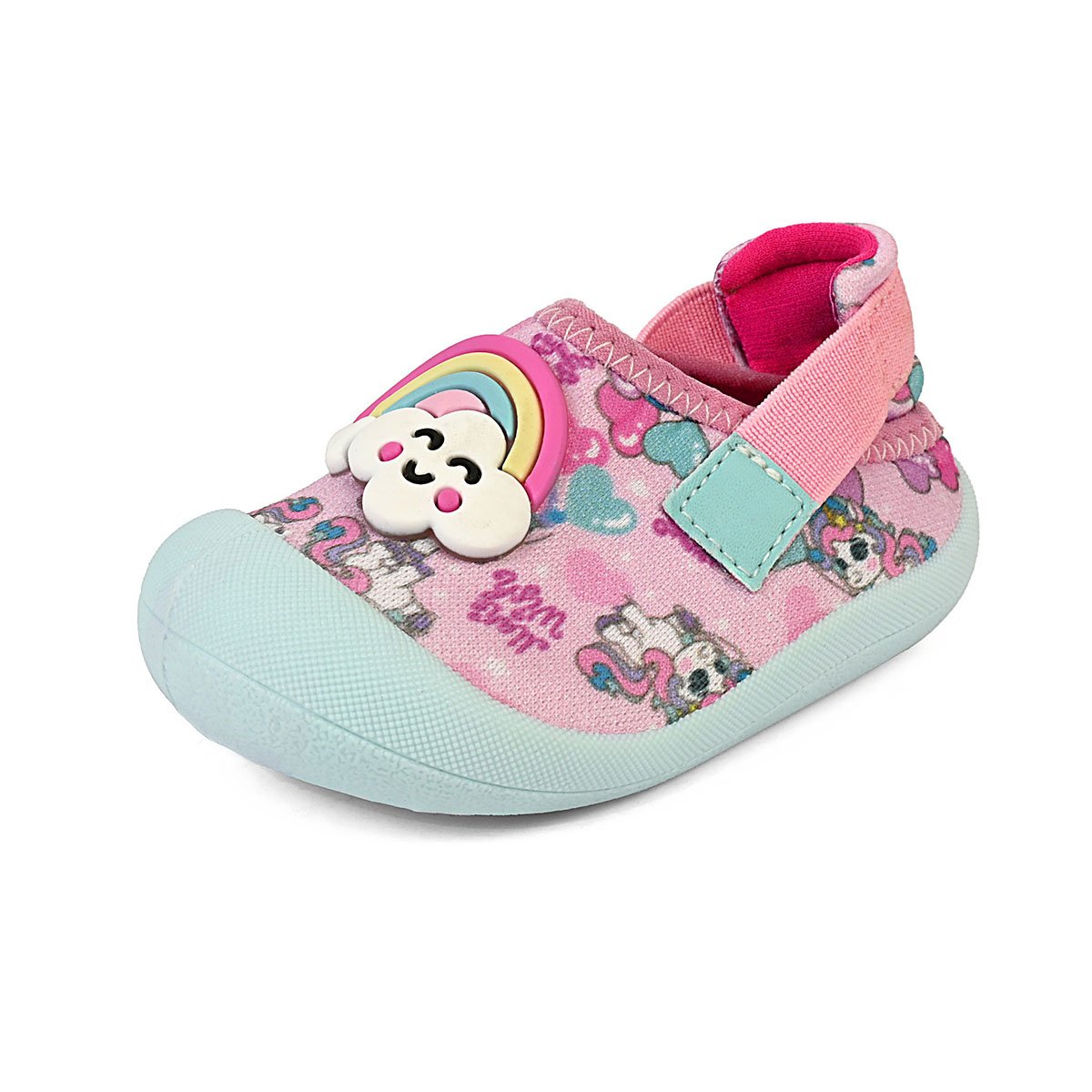 Sapatinho Babuche Bebê Infantil Conforto Slip On Menina Verão Azul/Rosa Nuvem Gatatuya Rosa 5