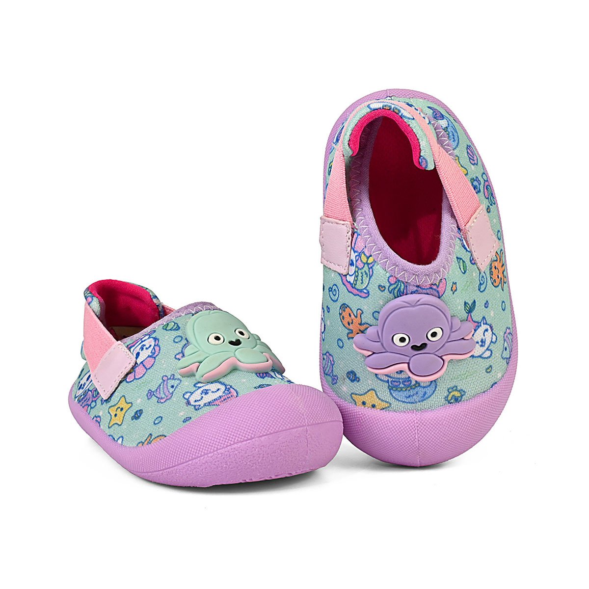 Sapatinho Infantil Bebê Menina Babuche Conforto Verão Azul/Lilás Gatatuya Verde 3