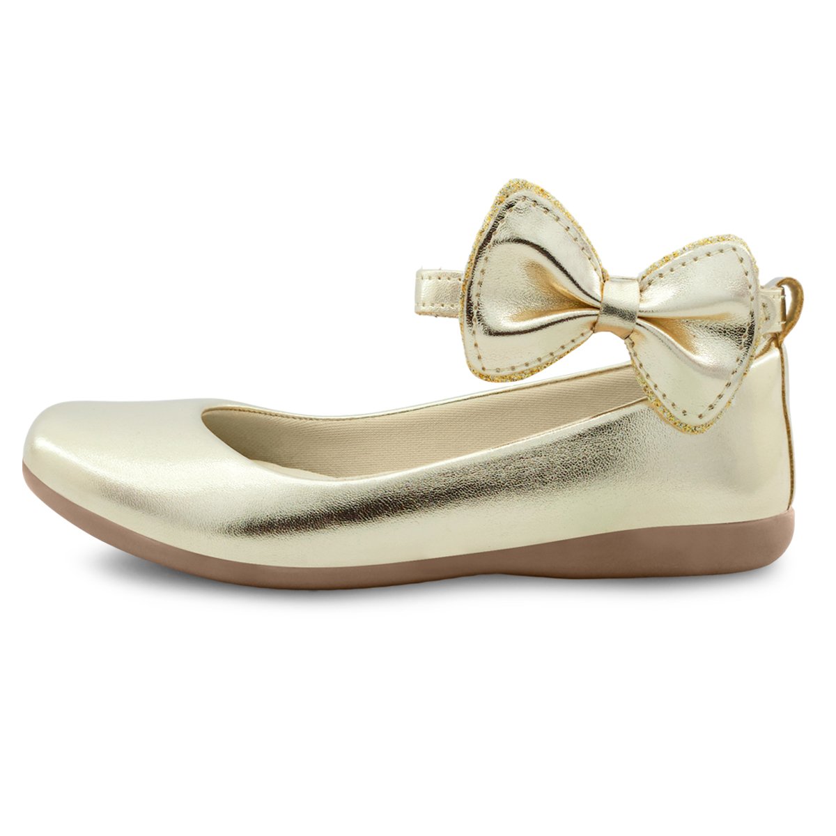 Kit 2 Pares Sandália Esportiva Menina Brilho E Sapatilha Infantil Dourada Laço Gatatuya Off White/Dourado 3