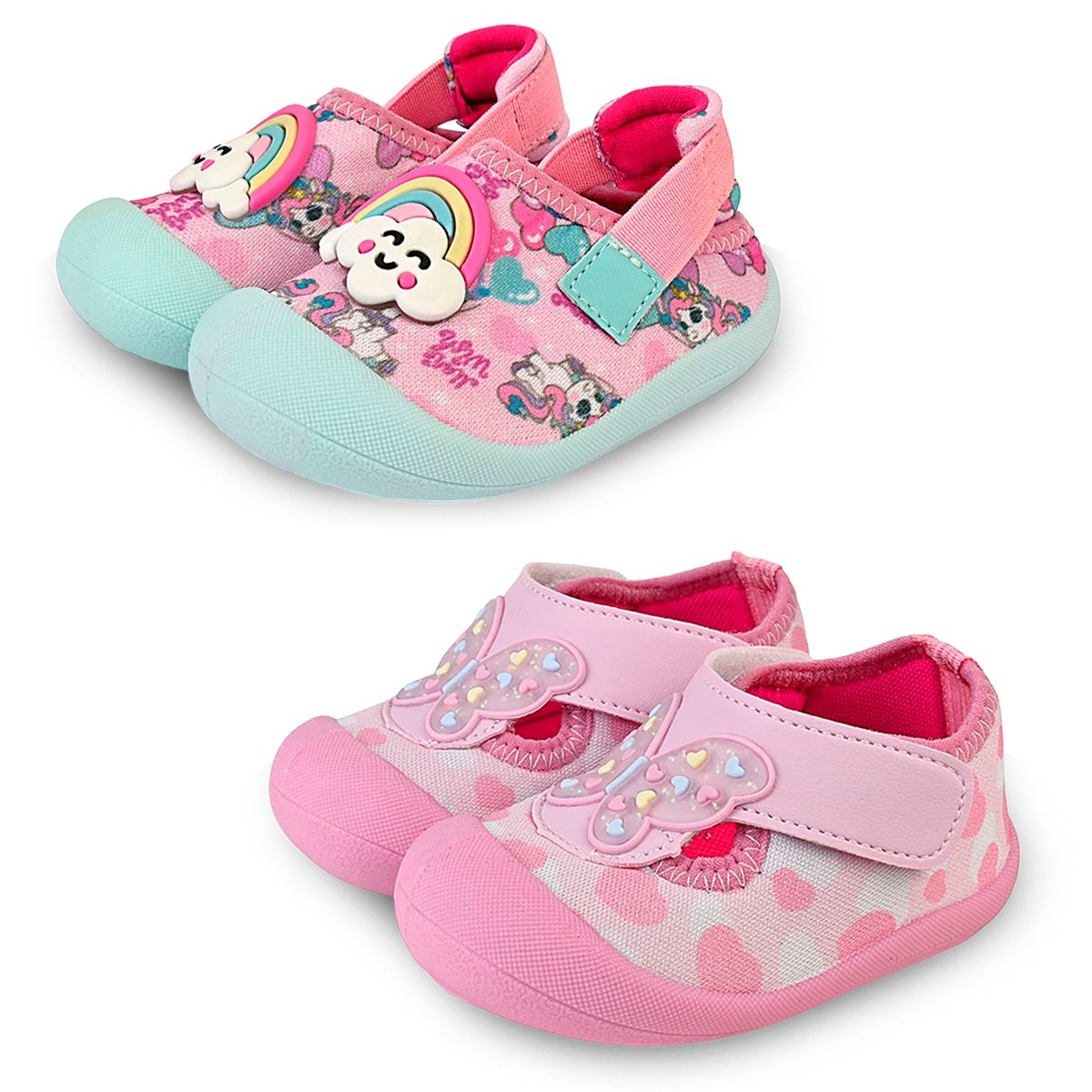Kit 2 Pares Sapameia Infantil Menina Bebê Conforto Borboleta Unicórnio Gatatuya Rosa 3