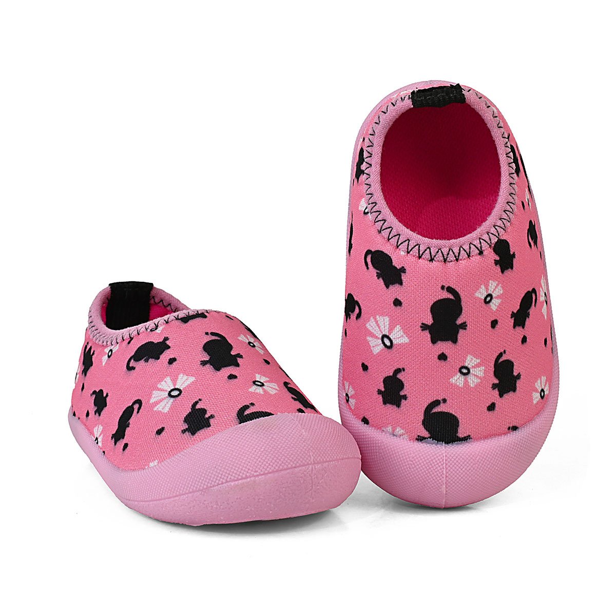 Sapameia Infantil Bebê Menina Rosa/Preto Gatinha Antiderrapante Gatatuya Rosa 3