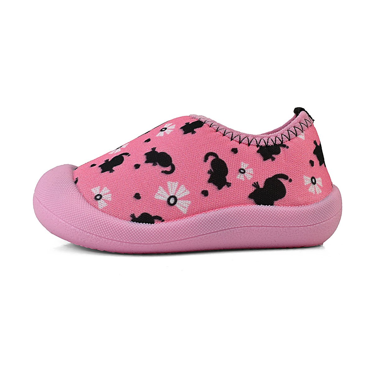 Sapameia Infantil Bebê Menina Rosa/Preto Gatinha Antiderrapante Gatatuya Rosa 4