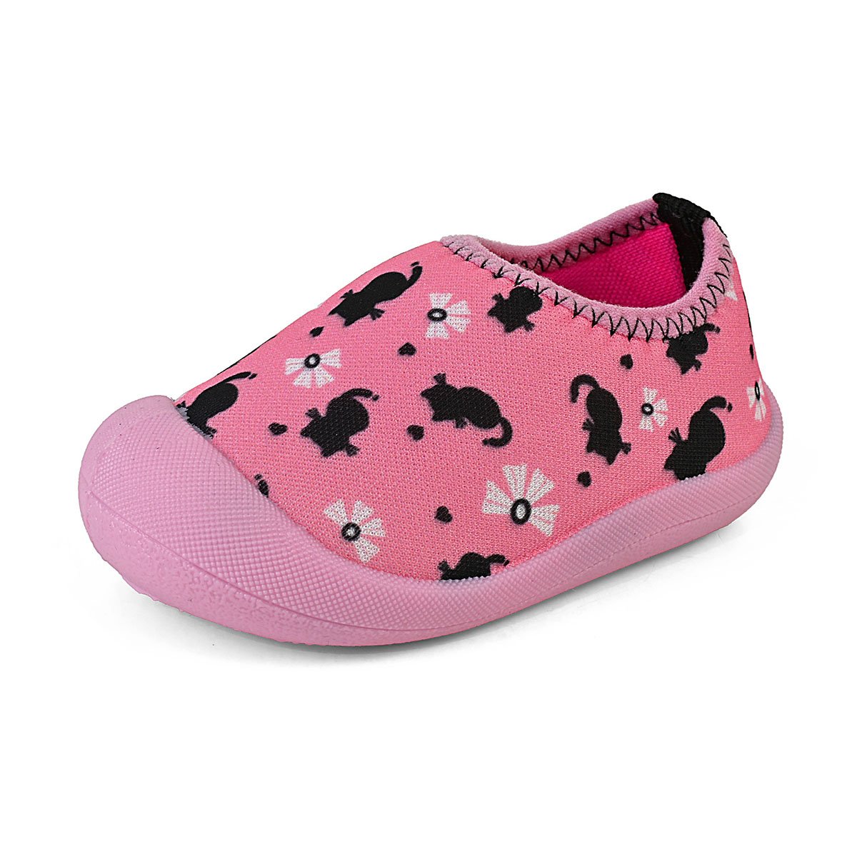 Sapameia Infantil Bebê Menina Rosa/Preto Gatinha Antiderrapante Gatatuya Rosa 6