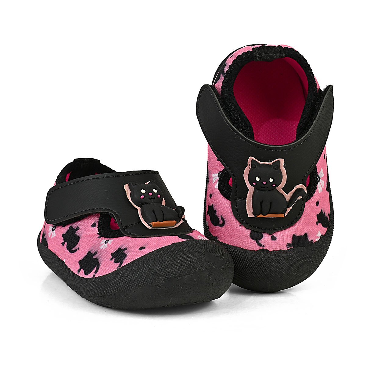 Sapameia Infantil Bebê Menina Rosa/Preto Gatinho Enfeite Antiderrapante Gatatuya Rosa 3