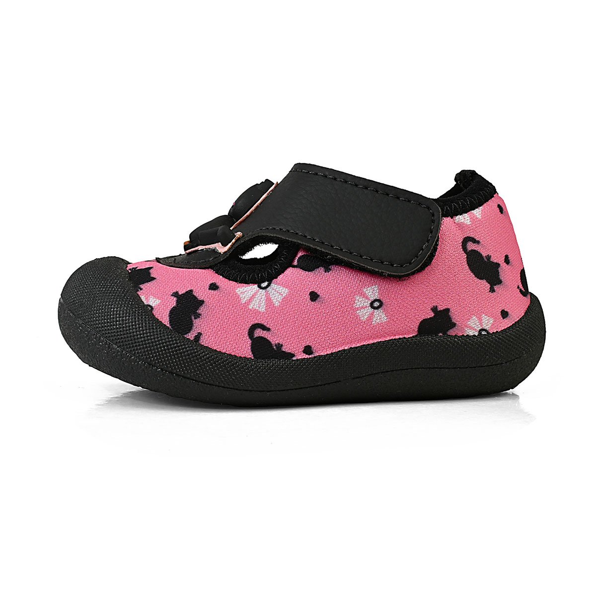 Sapameia Infantil Bebê Menina Rosa/Preto Gatinho Enfeite Antiderrapante Gatatuya Rosa 4