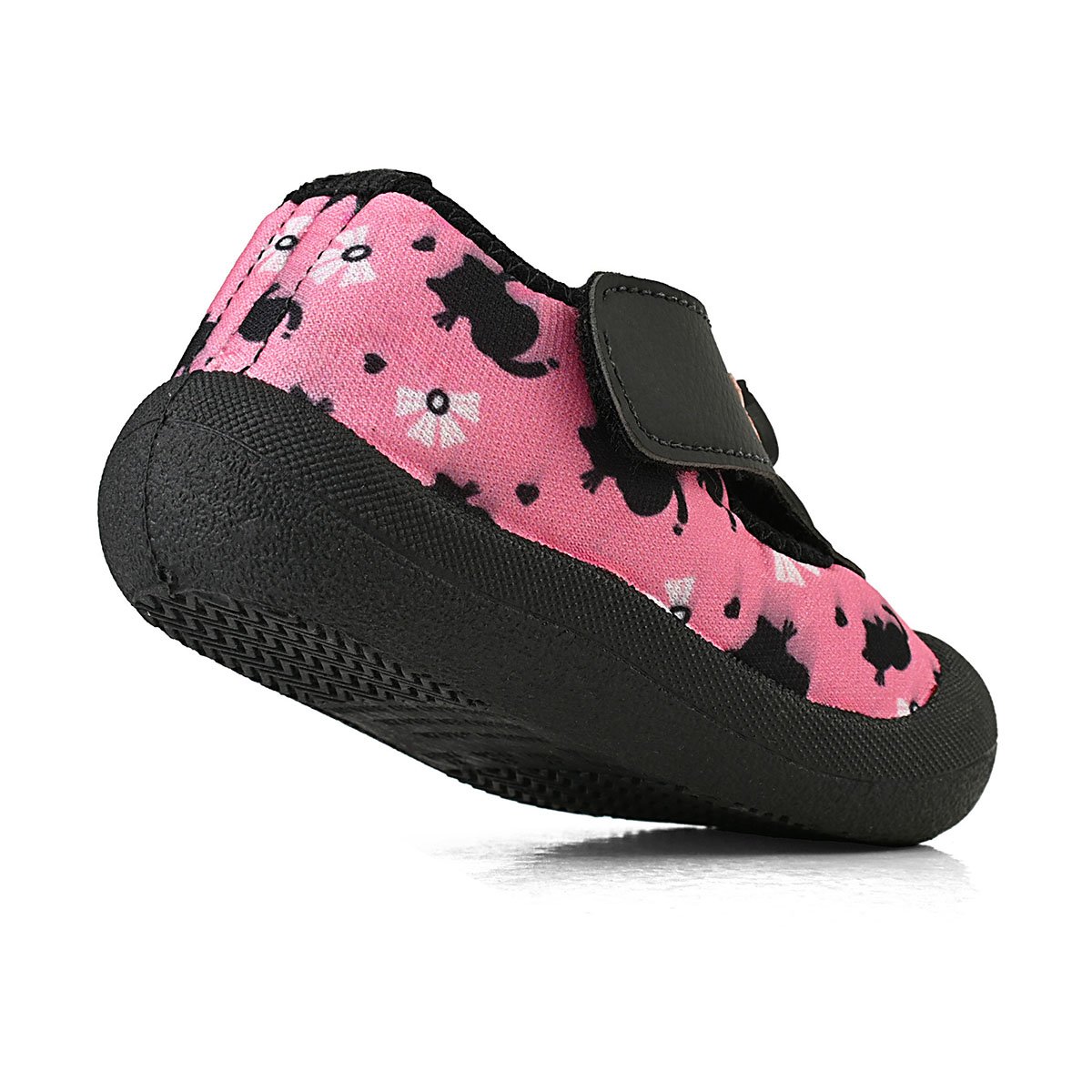 Sapameia Infantil Bebê Menina Rosa/Preto Gatinho Enfeite Antiderrapante Gatatuya Rosa 5