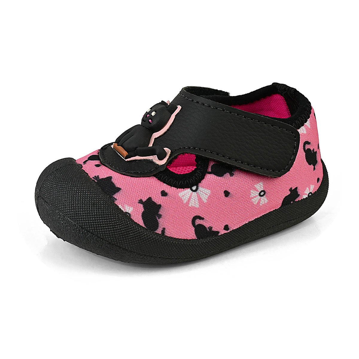 Sapameia Infantil Bebê Menina Rosa/Preto Gatinho Enfeite Antiderrapante Gatatuya Rosa 6