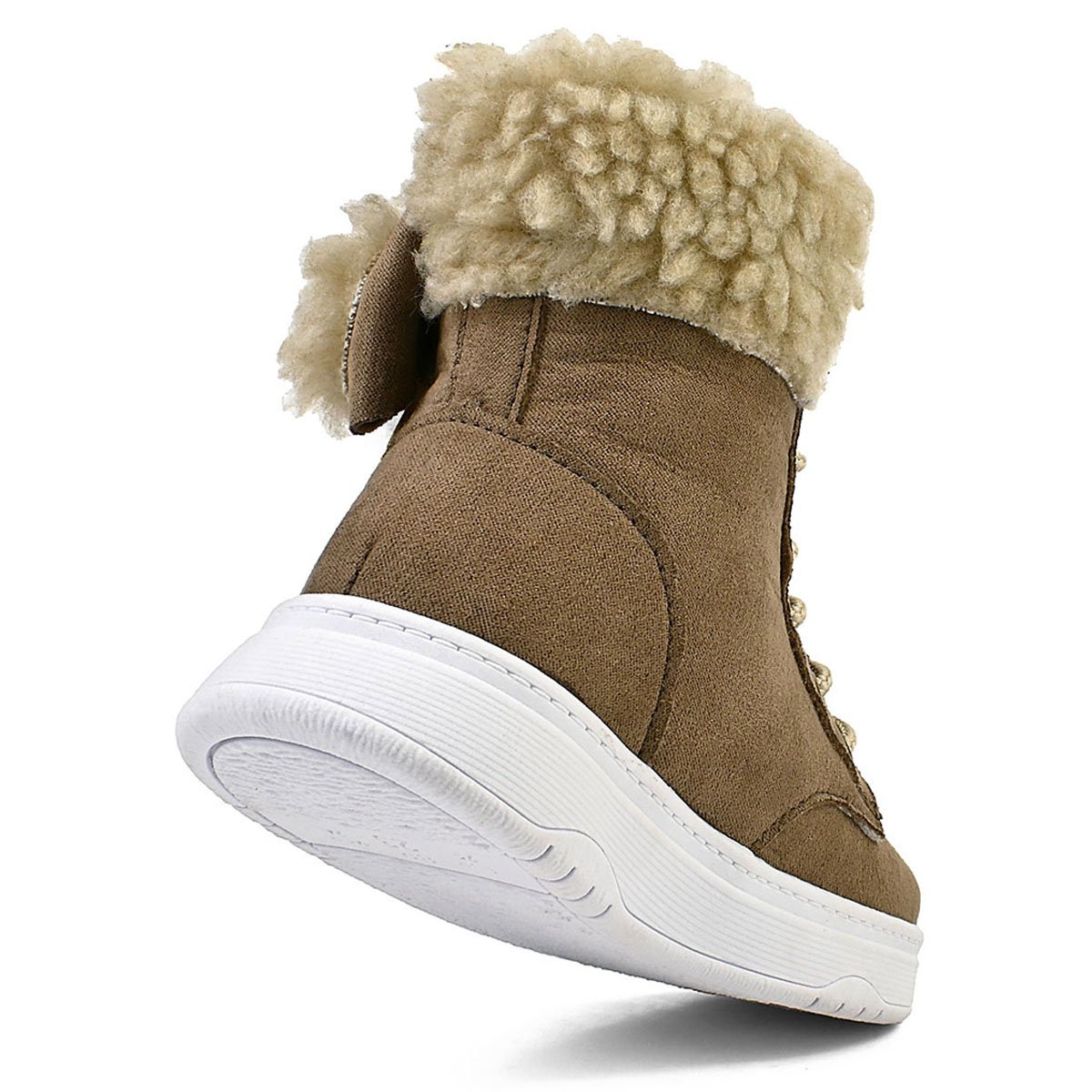 Botinha Infantil Cano Alto Menina Inverno Conforto Laço Marrom/Bege Gatatuya Marrom 4