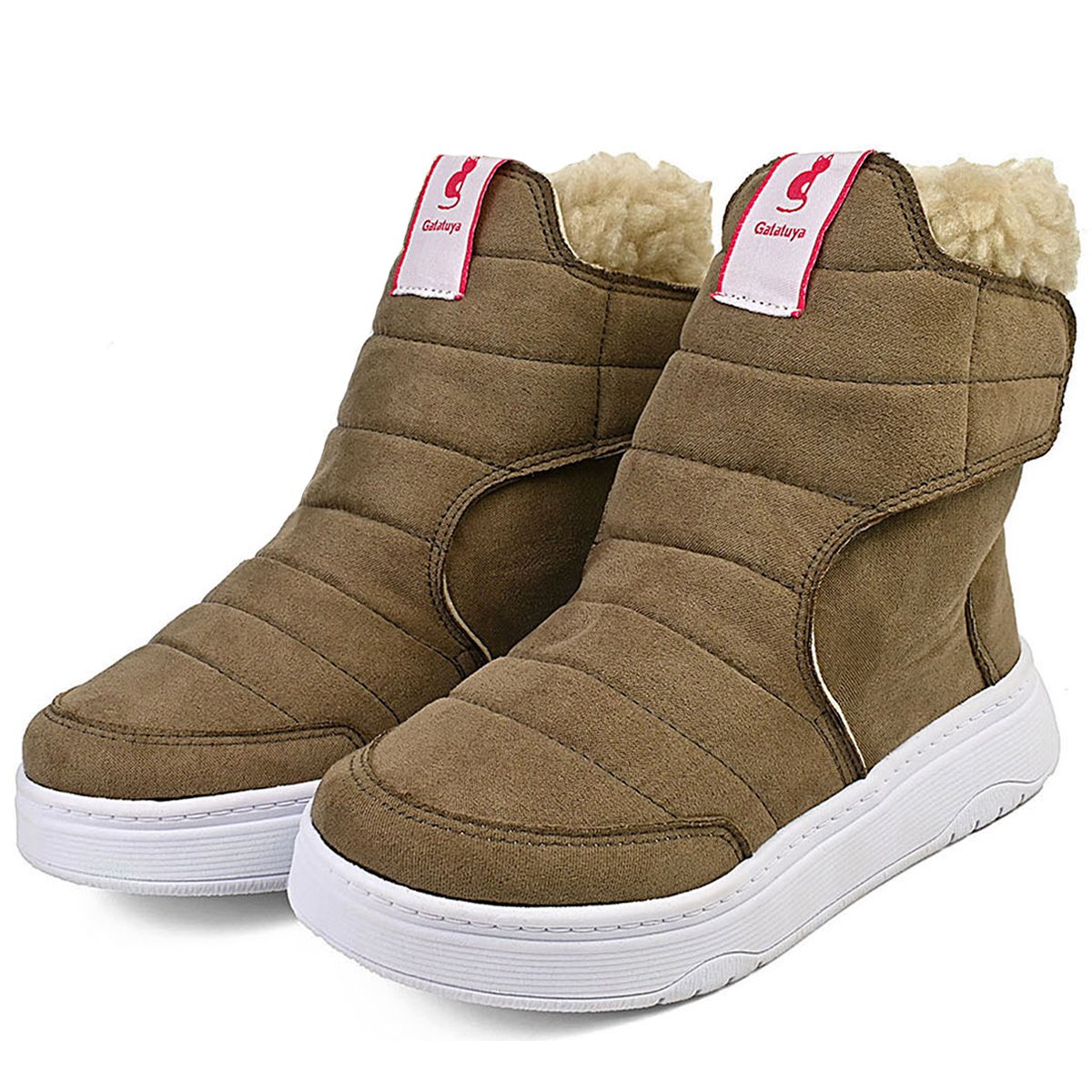 Bota Cano Alto Menina Infantil Inverno Macia Conforto Marrom/Bege Gatatuya