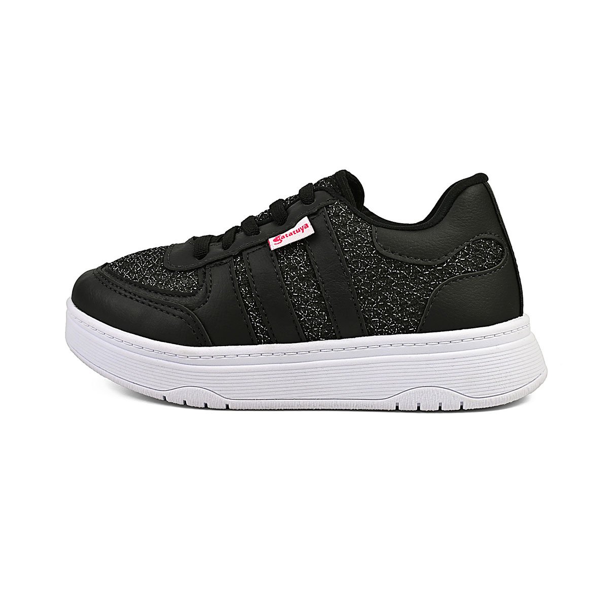 Tênis Infantil Menina Calce Fácil Conforto Escolar Preto/Brilho Gatatuya Preto 3