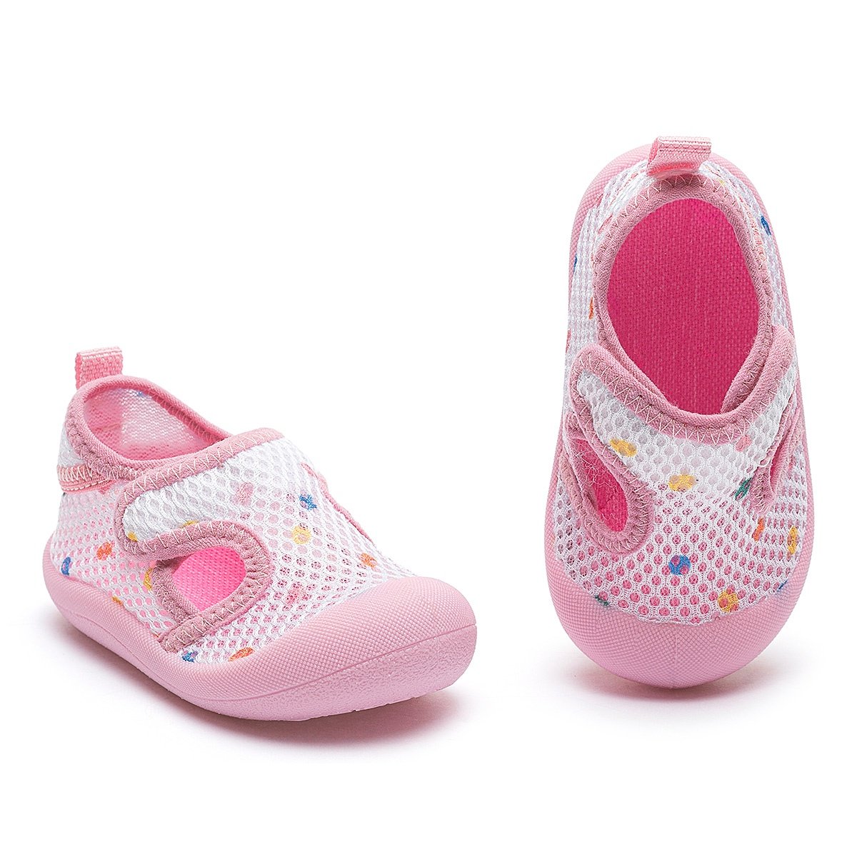 Sandália Antiderrapante Praia Infantil Menina Respirável Branco Rosa Gatatuya