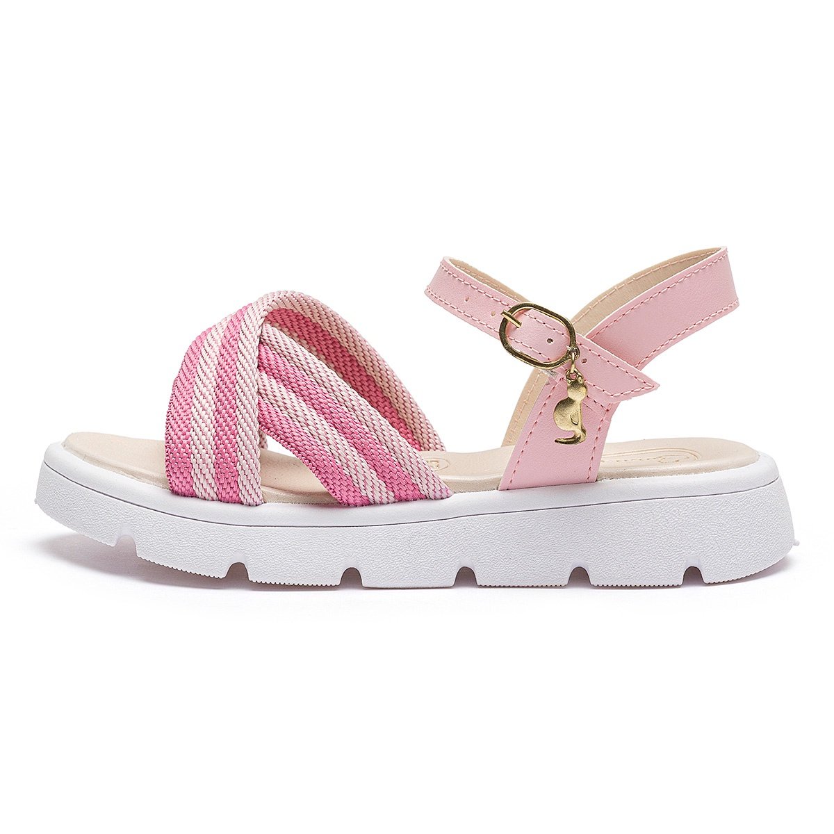 Sandália Infantil Menina Brilho Rosa Pink Confortável Antiderrapante Gatatuya Rosa 4