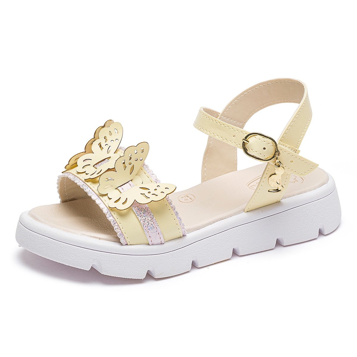 Kit Sandália Com Bolsinha Infantil Menina Borboleta Amarelo Confortável Casual Gatatuya Amarelo 4
