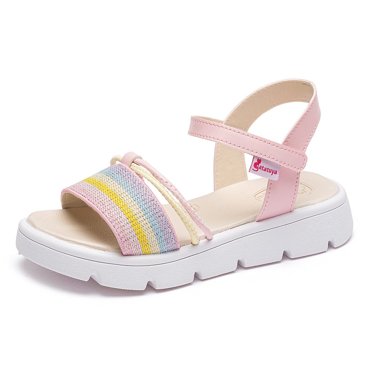 Sandália Infantil Menina Brilho Rosa/Colorido Confortável Antiderrapante Gatatuya Multicores 3