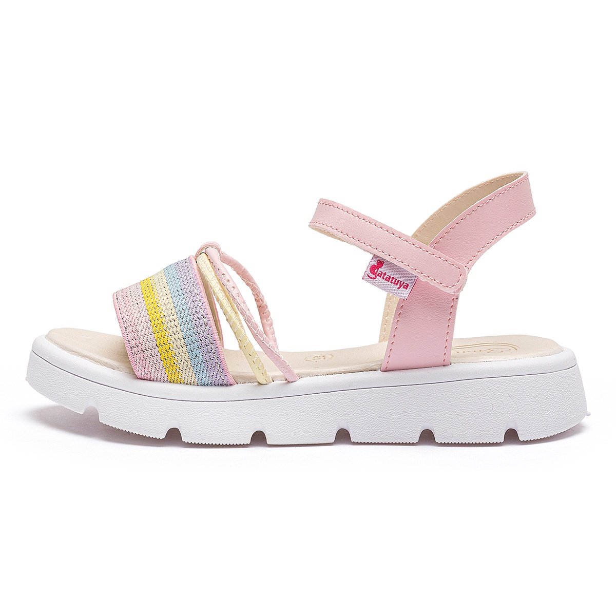 Sandália Infantil Menina Brilho Rosa/Colorido Confortável Antiderrapante Gatatuya Multicores 4