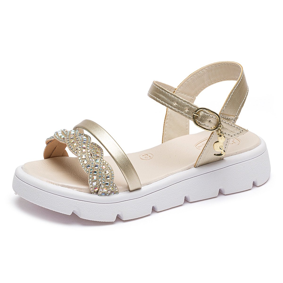 Kit Sandália Com Bolsinha Infantil Menina Brilho Dourado Confortável Casual Gatatuya Dourado 4