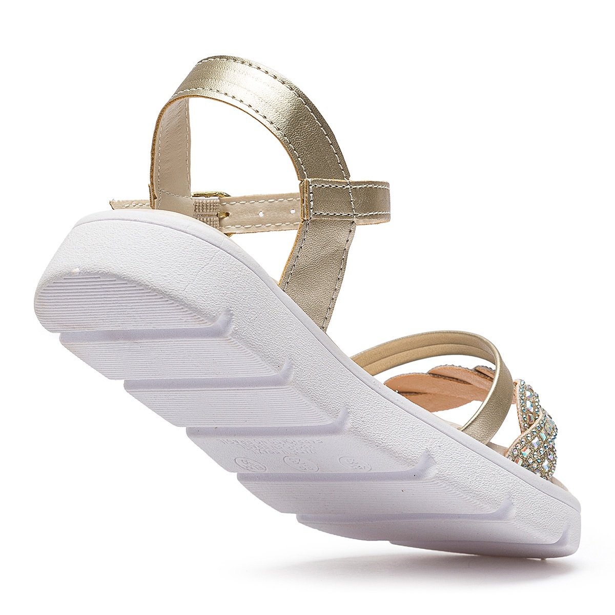 Kit Sandália Com Bolsinha Infantil Menina Brilho Dourado Confortável Casual Gatatuya Dourado 6