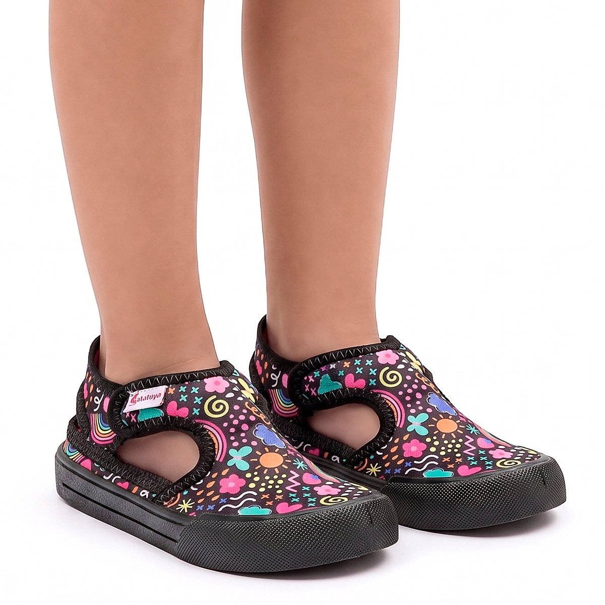 Sandália Papete Infantil Menina Confortável Escolar Antiderrapante Preto Colorido Gatatuya Preto 6