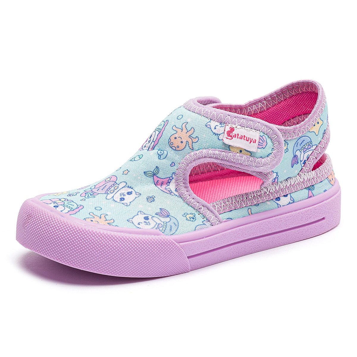 Sandália Papete Infantil Menina Confortável Escolar Antiderrapante Azul Sereia Gatatuya Azul 5