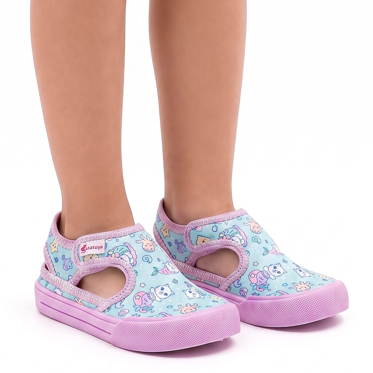 Sandália Papete Infantil Menina Confortável Escolar Antiderrapante Azul Sereia Gatatuya Azul 6