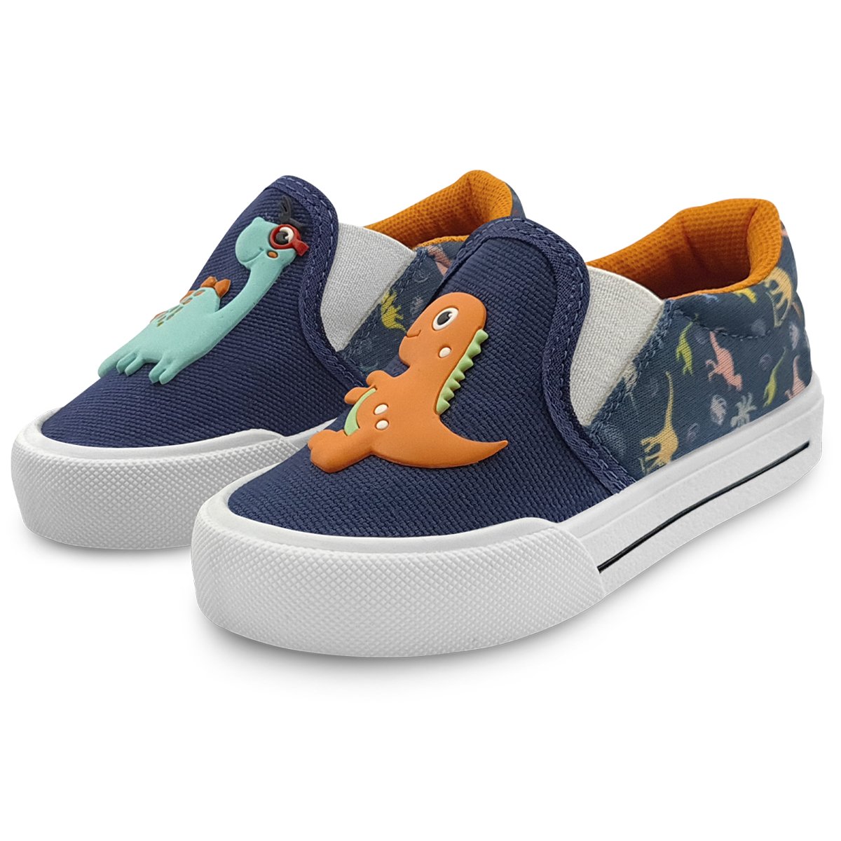 Tênis Infantil Gatatuya Mz Flex Menino Dinossauros Marinho/Laranja Azul 1