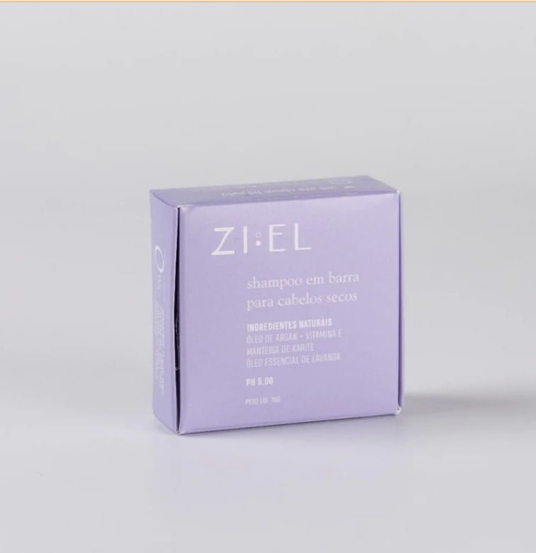 Shampoo em Barra Natural para Cabelos Secos 70g Ziel Cosmetics ÚNICO