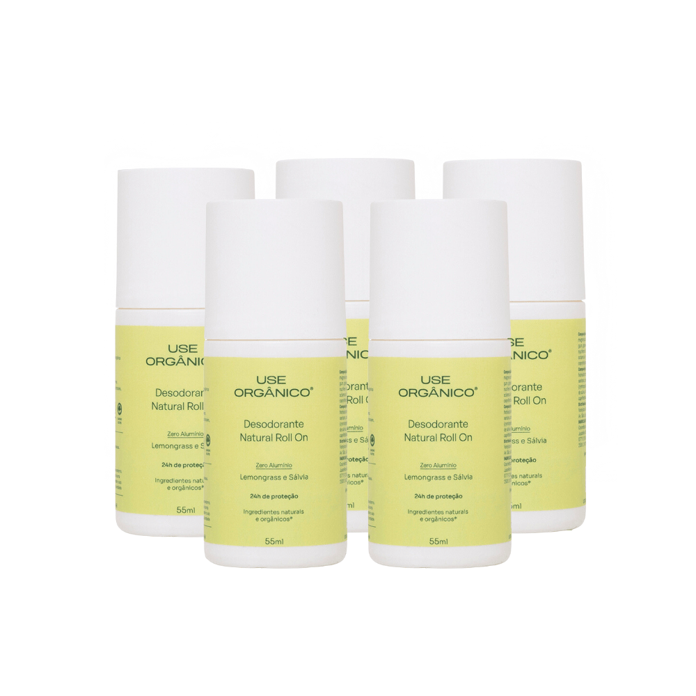 Kit com 5 Desodorantes Naturais Lemongrass Sálvia 55ml - Use Orgânico ÚNICO 1