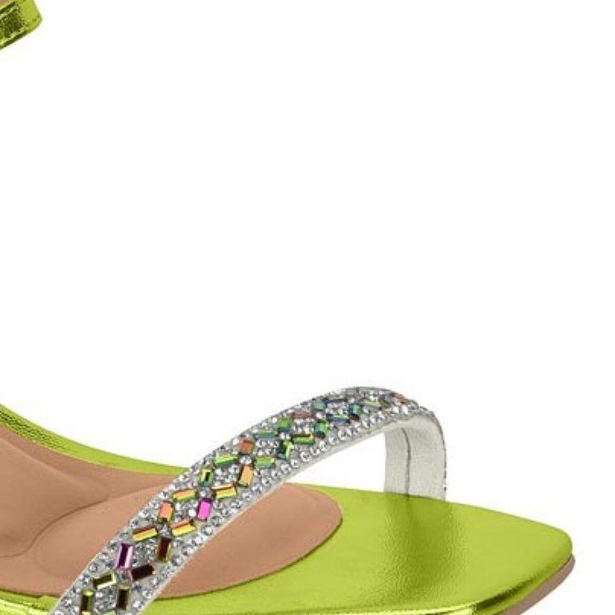 Sandália Feminina Vizzano Salto Bloco Strass 6430.526 Verde 3