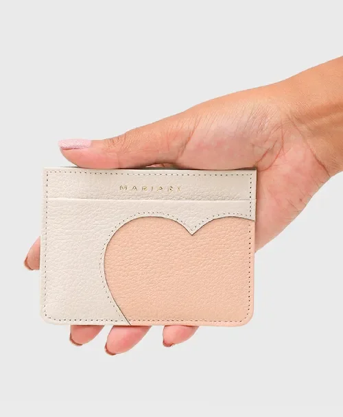 Porta Cartão Mariart Em Couro Love 668 Bege 4