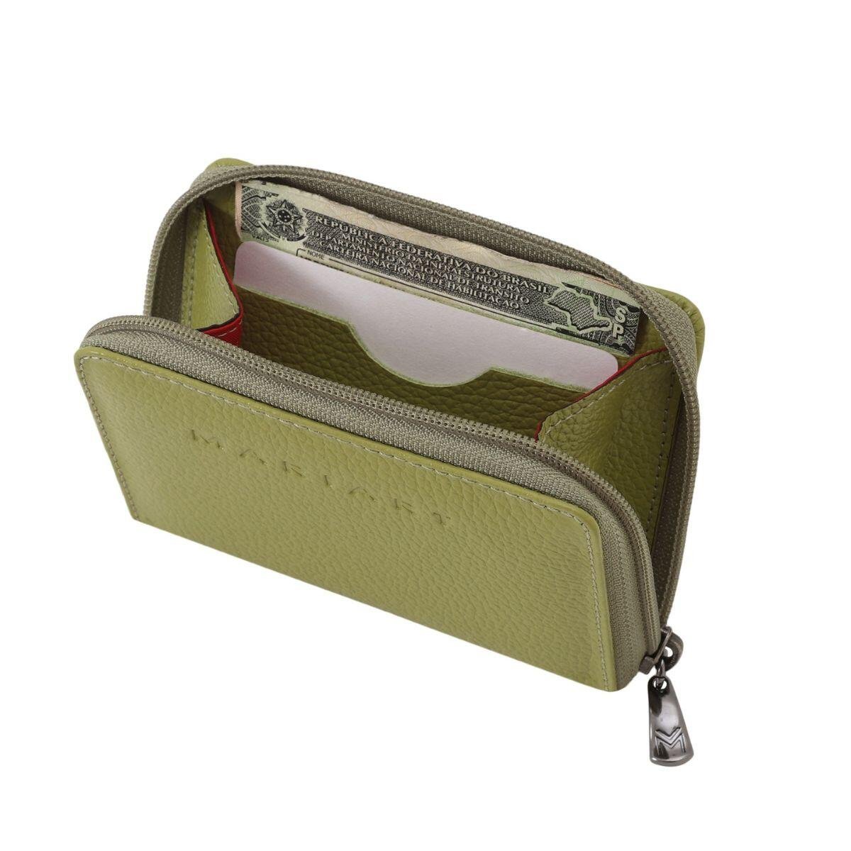Carteira Pequena Mariart Em Couro Zíper 643 Verde 4