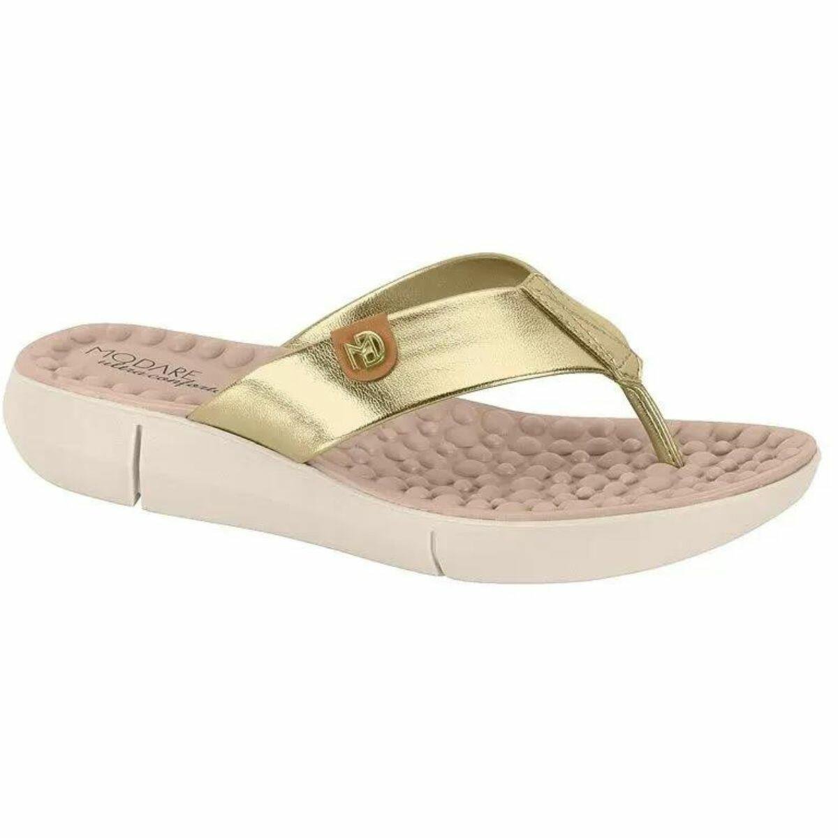 Chinelo Feminino Modare Conforto Massagem Metalizado 7142106 Dourado 1