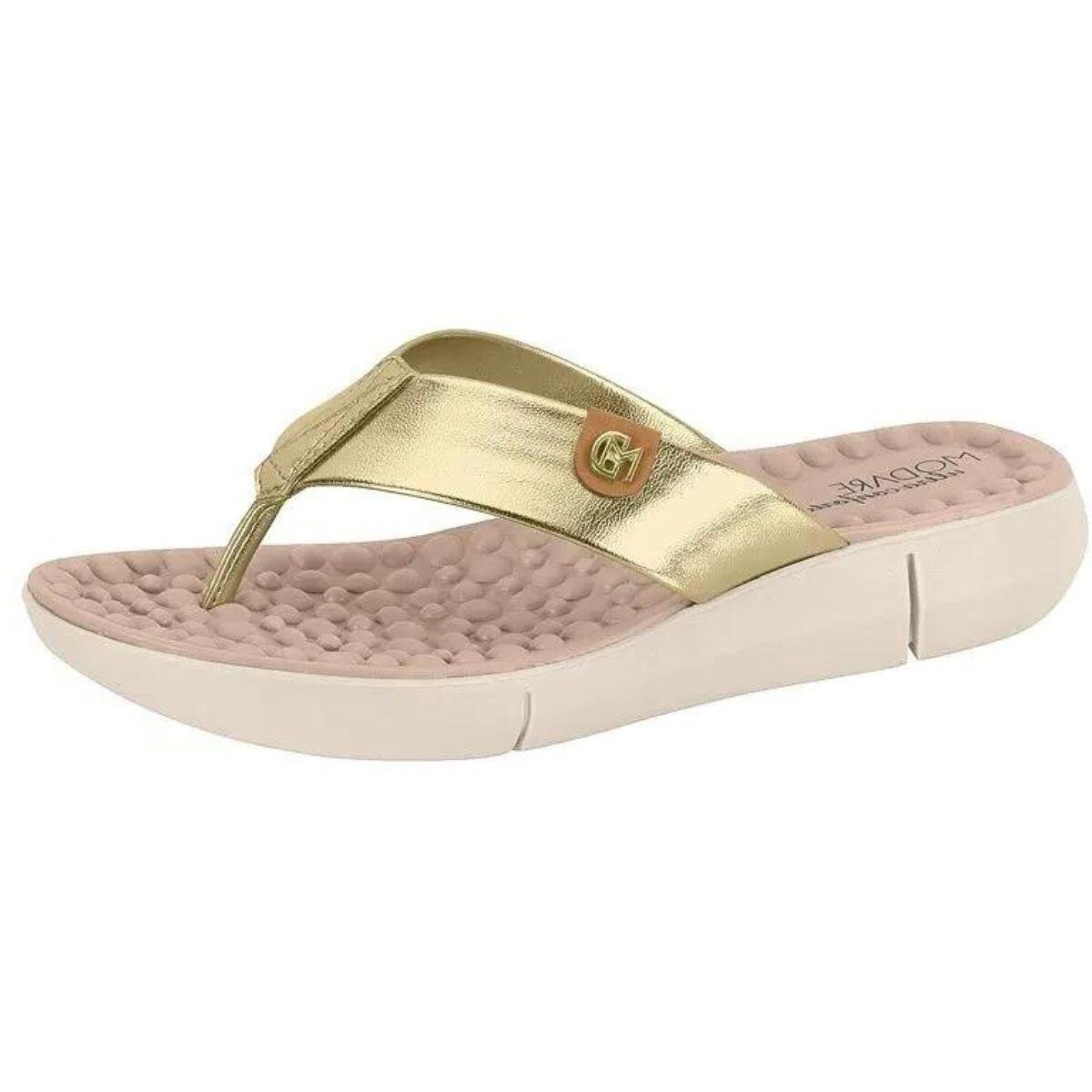 Chinelo Feminino Modare Conforto Massagem Metalizado 7142106 Dourado 2
