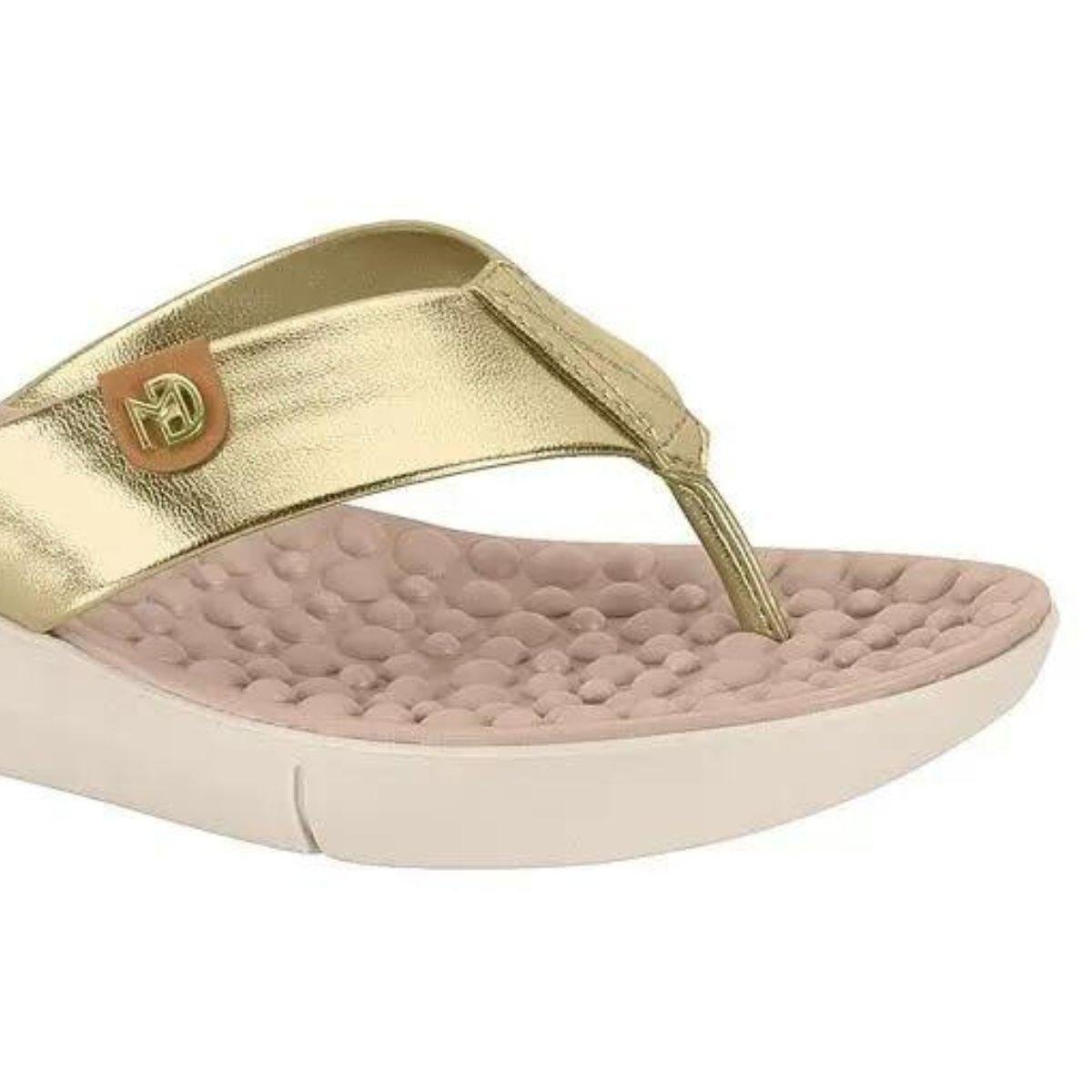 Chinelo Feminino Modare Conforto Massagem Metalizado 7142106 Dourado 3