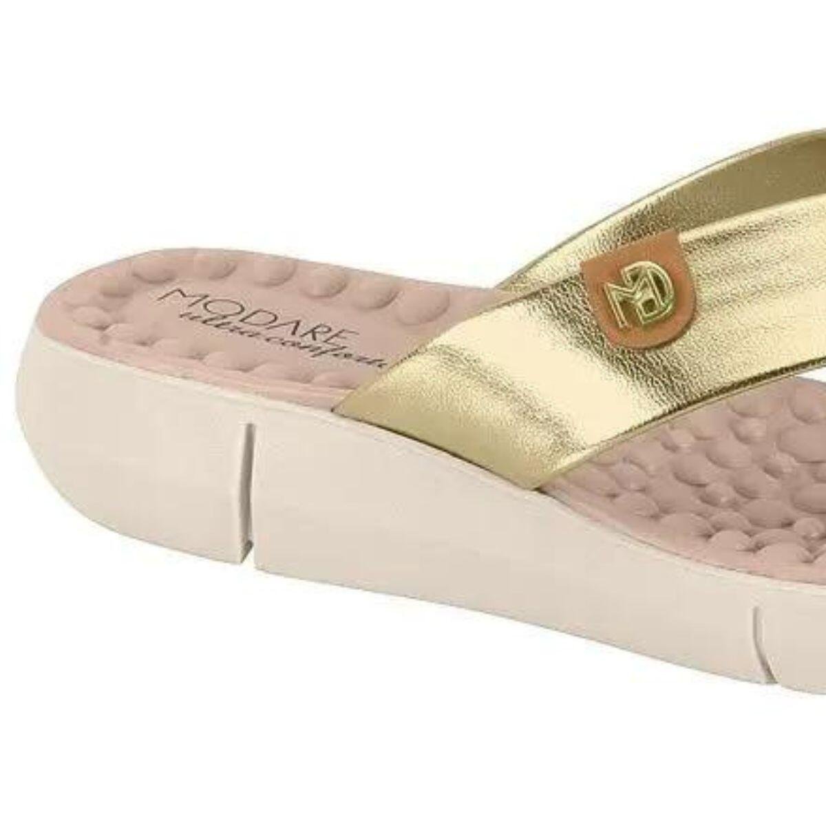 Chinelo Feminino Modare Conforto Massagem Metalizado 7142106 Dourado 4