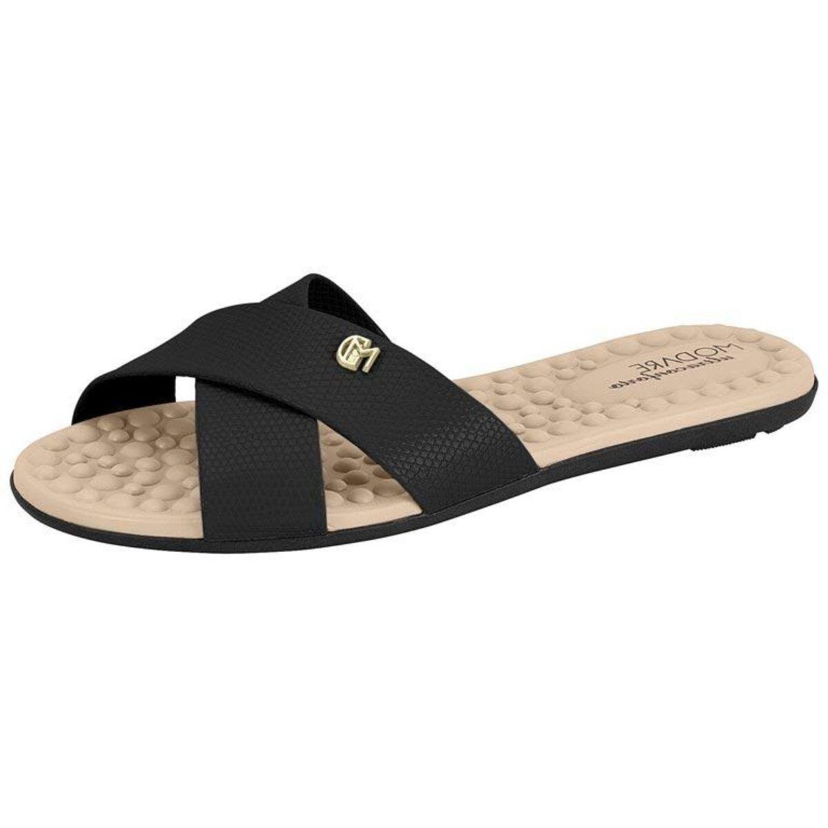 Chinelo Feminino Modare Utraconforto Napa Lezard 7163.105 Preto 2