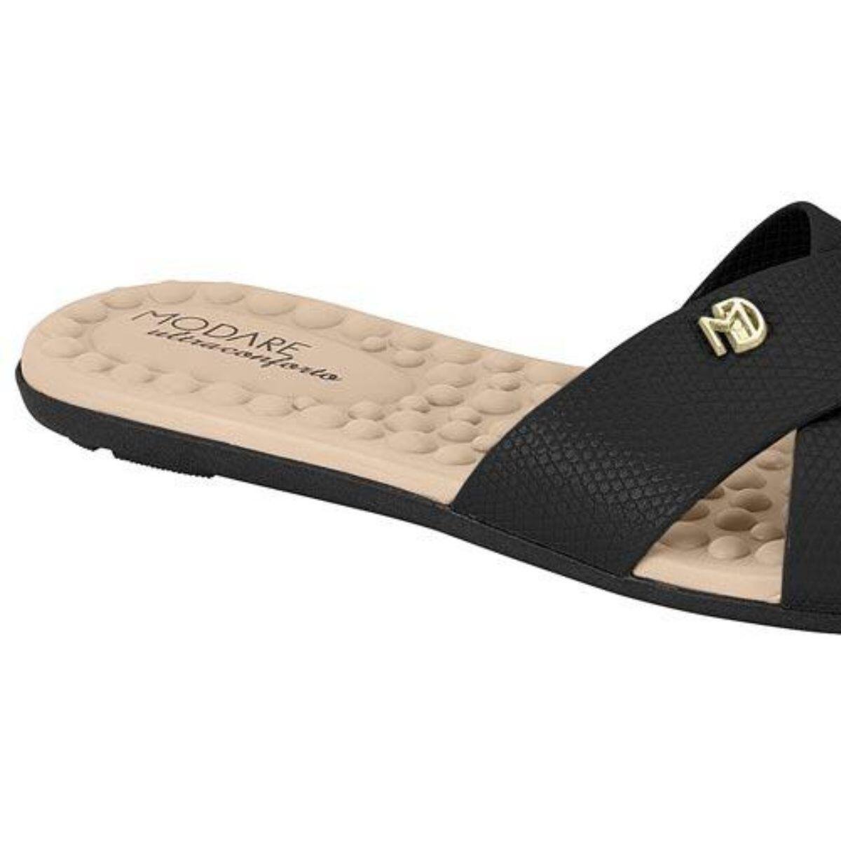 Chinelo Feminino Modare Utraconforto Napa Lezard 7163.105 Preto 4