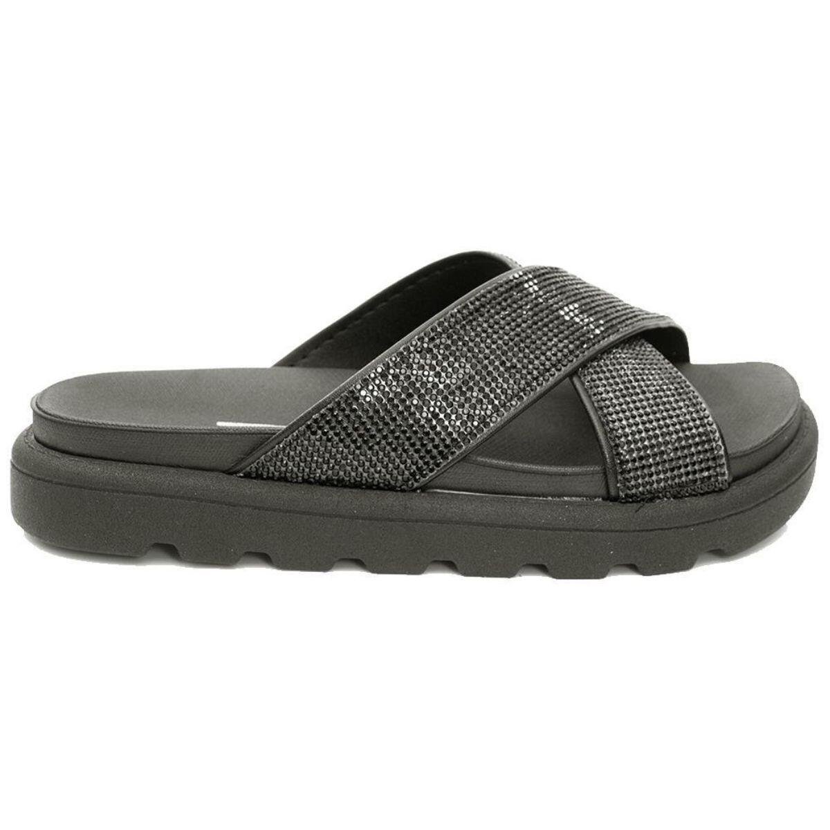 Chinelo Feminino Vizzano Papete Tiras Cruzadas Strass 645912 Preto 1