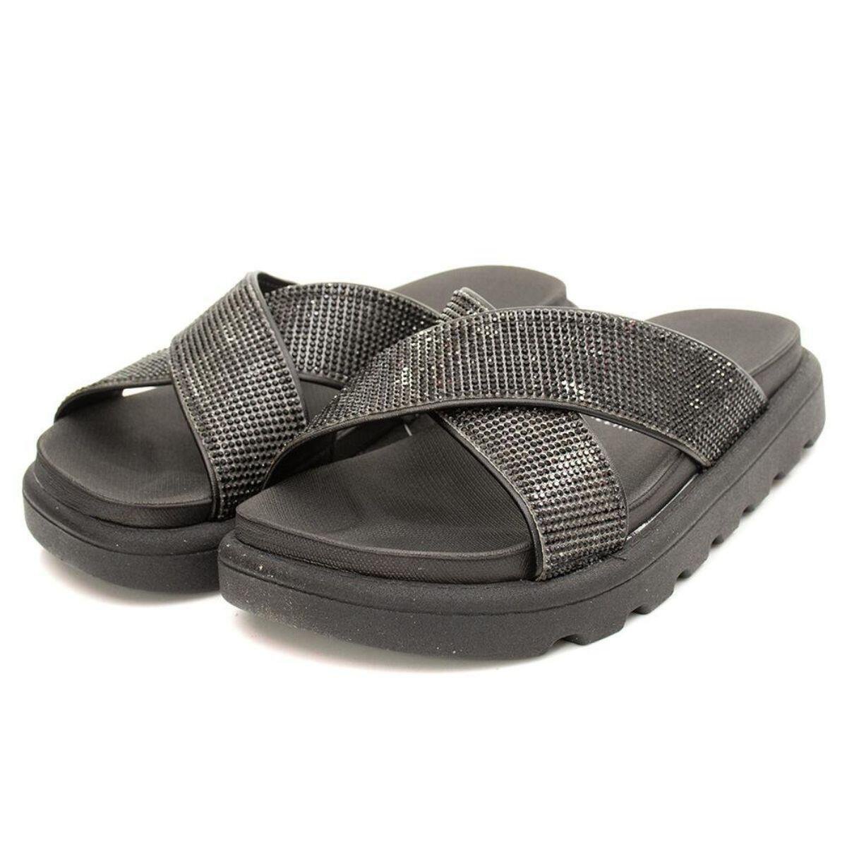 Chinelo Feminino Vizzano Papete Tiras Cruzadas Strass 645912 Preto 4